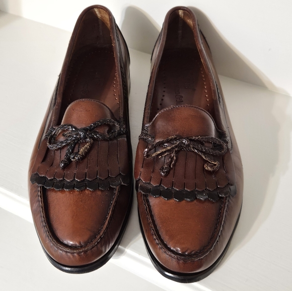Johnston & Murphy Brown Leather Loafers with Tassel Detail - Picture 11 of 13